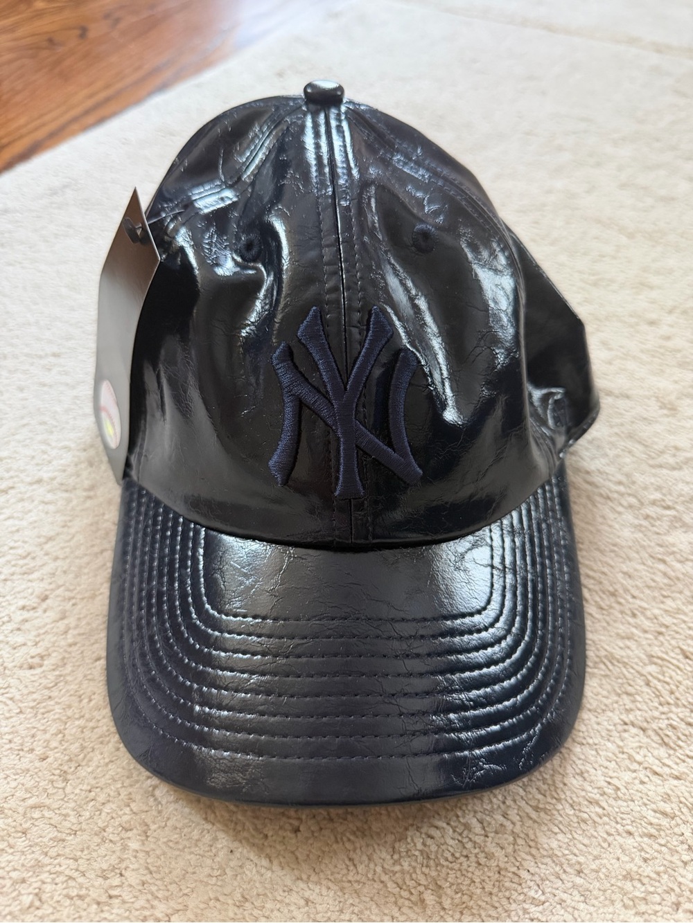 NWT ‘47 Brand Anthropologie New York Yankees Navy Baseball Hat Cap Faux Leather